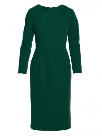 S376 Asimetriško kirpimo pieštukinė suknelė - žalia