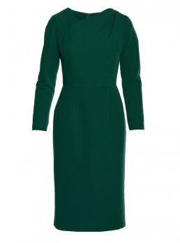 S376 Asimetriško kirpimo pieštukinė suknelė - žalia