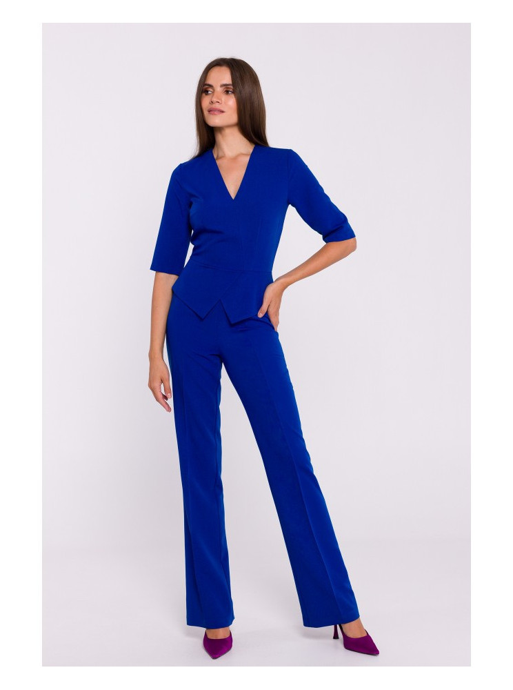 S377 "Peplum" stiliaus kombinezonas - karališka mėlyna
