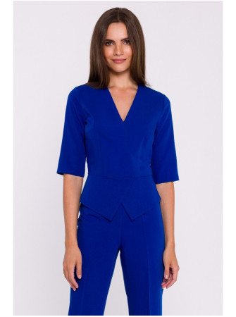 S377 "Peplum" stiliaus kombinezonas - karališka mėlyna