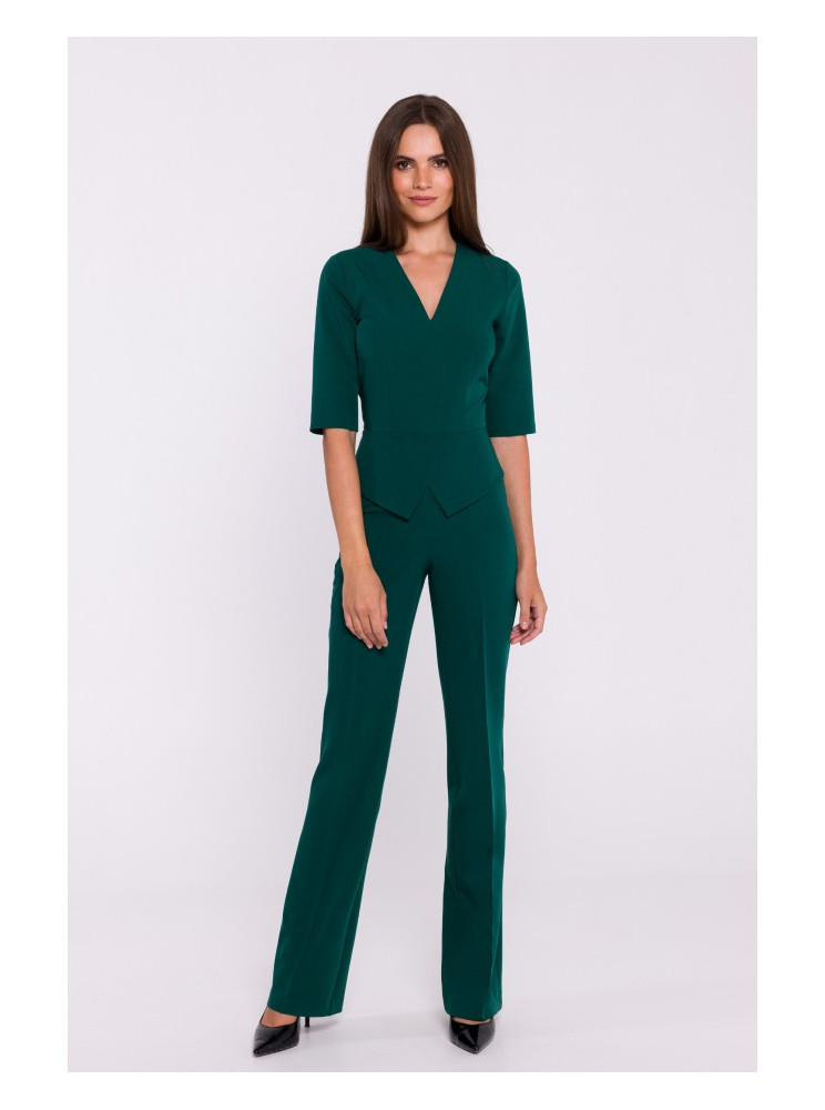 S377 Žaismingas kombinezonas su baskute - žalia