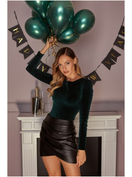 M568 Faux Leather Wrap Mini Skirt - black