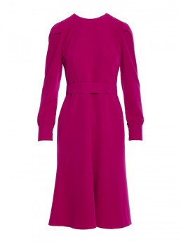 S378 Plazdančio silueto suknelė su diržu - slyvų