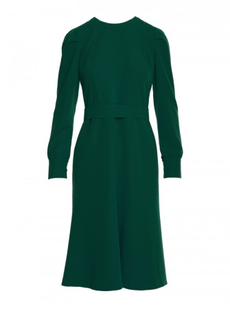 S378 Plazdančio silueto suknelė su diržu - žalia
