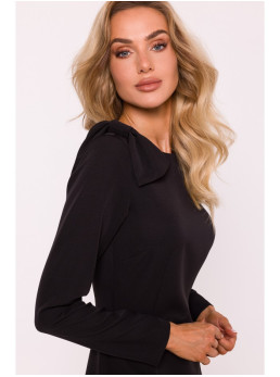 M814 Mini suknelė su kaspinėliu ant peties - juoda