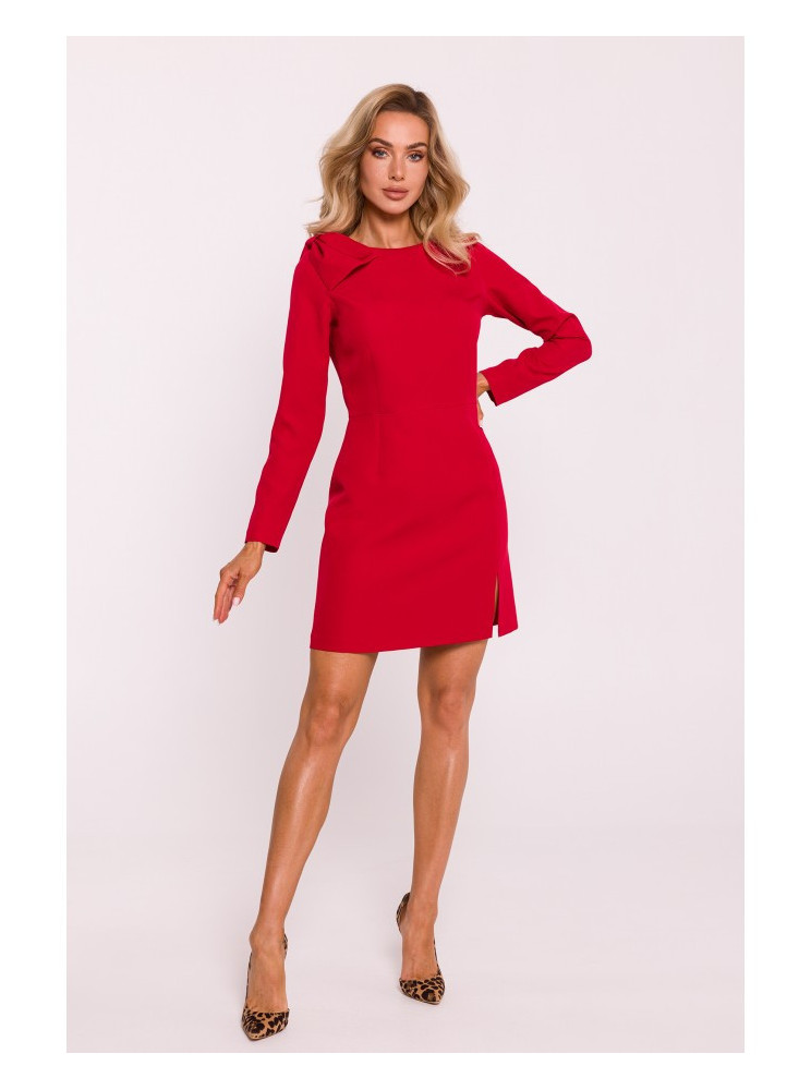 M814 Mini suknelė su kaspinu ant peties - raudona