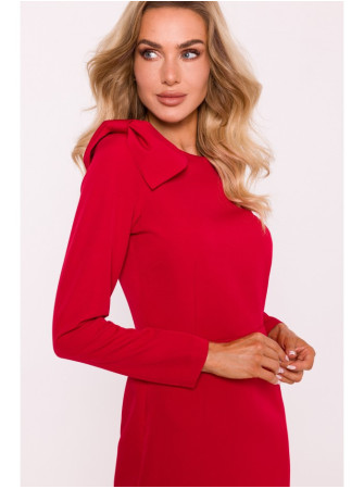 M814 Mini suknelė su kaspinėliu ant peties - raudona