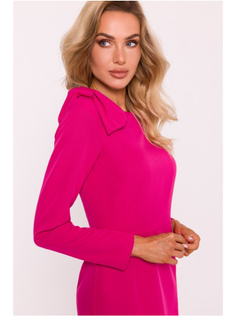 M814 Mini suknelė su kaspinu ant peties - fuksijos