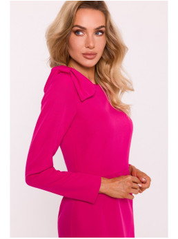 M814 Mini suknelė su kaspinu ant peties - fuksijos