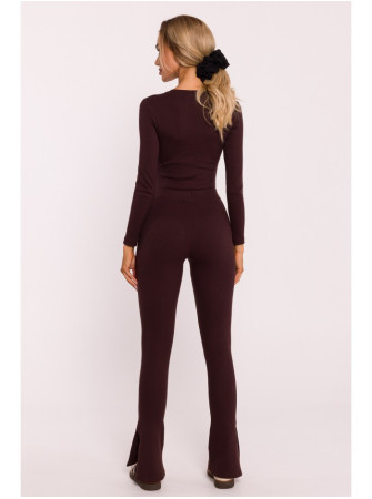 M816 Riebtiniai tamprės su skeltukais - ruda