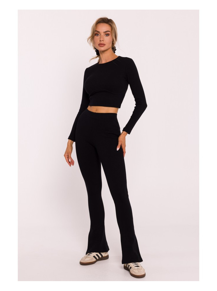 M816 Rauduoti tamprės su skeltukais - juoda