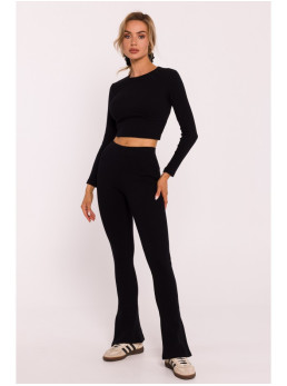 M816 Rauduoti tamprės su skeltukais - juoda