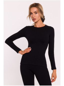 M817 Ilgarankovė korseto tipo palaidinė su rašteliu - juoda