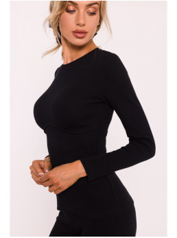 M817 Ilgarankovė korseto tipo palaidinė su rašteliu - juoda