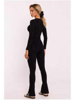 M817 Ilgarankovė korseto tipo palaidinė su rašteliu - juoda