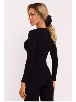 M817 Ilgarankovė korseto tipo palaidinė su rašteliu - juoda