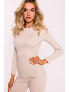 M817 Ilgarankovė korseto tipo palaidinė su tekstūra - sandy