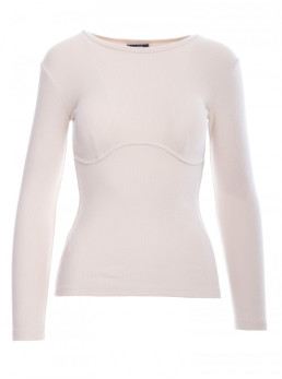 M817 Ilgarankovė korseto tipo palaidinė su rievėtu audiniu - sandy