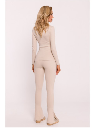 M817 Ilgarankovė korseto tipo palaidinė su rievėtu audiniu - sandy