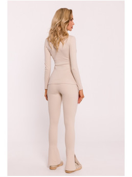 M817 Ilgarankovė korseto tipo palaidinė su rievėtu audiniu - sandy