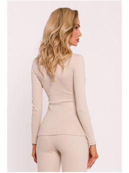 M817 Ilgarankovė korseto tipo palaidinė su rievėtu audiniu - sandy