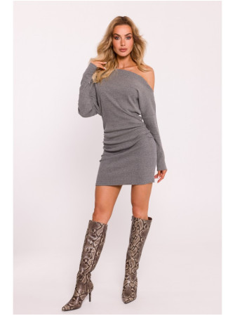 M818 Megzta suknelė "Drop shoulder" - grey melange