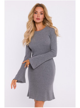 M821 Plati šonų megzta suknelė - grey melange