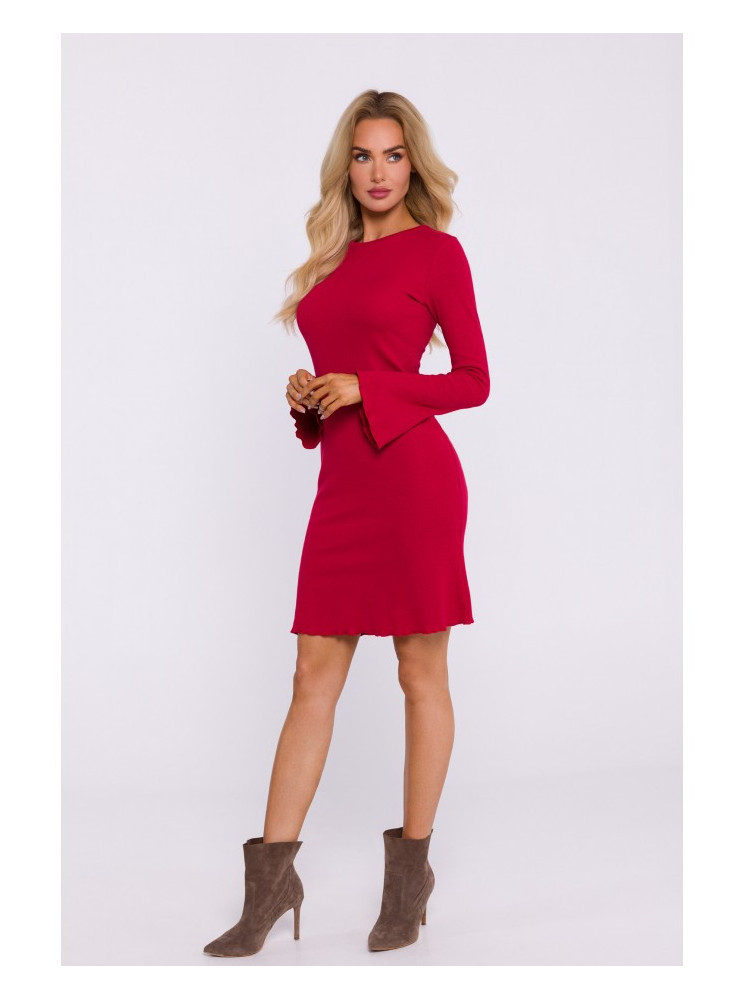 M821 Plataus rankovių mezginio suknelė - raudona