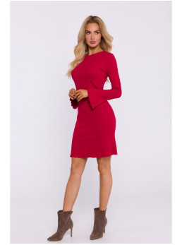 M821 Plataus rankovių mezginio suknelė - raudona