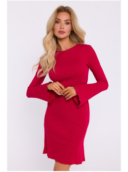 M821 Plataus rankovių rašto megzta suknelė - raudona