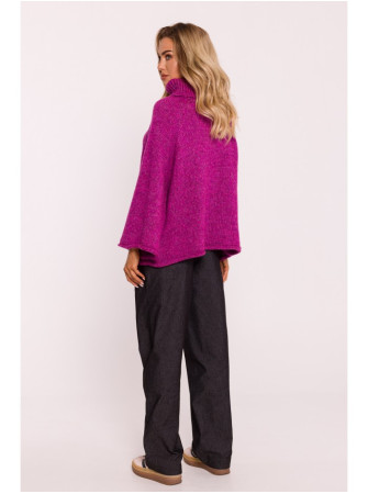 M822 Trapecijos formos megztinis aukštu kaklu - amaranth