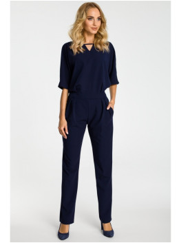 M334 Jumpsuit with kimono sleeve - navy blue
