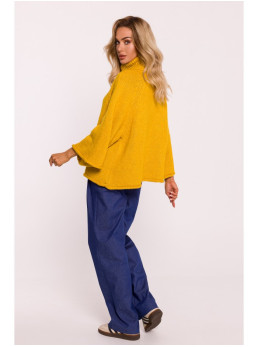 M822 Trapecijos formos megztinis aukštu kaklu - honey