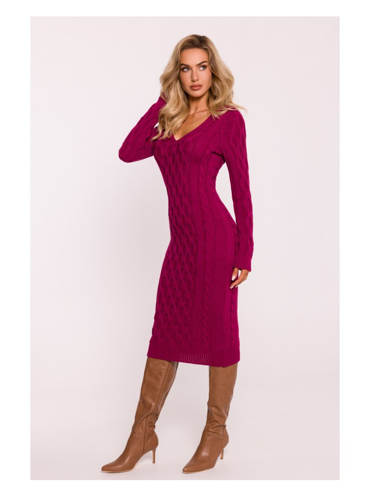 M824 Megzta suknelė su V formos iškirpte - rožinė