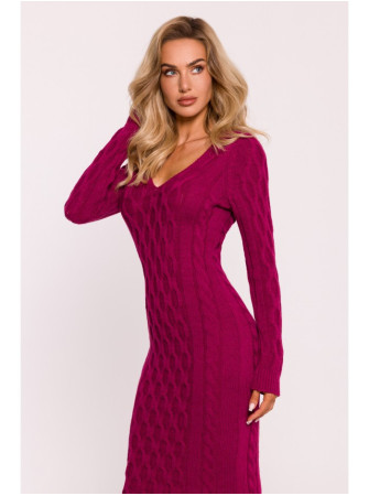 M824 Megzta suknelė su V formos iškirpte - rožinė