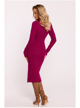 M824 Megzta suknelė su V formos iškirpte - rožinė
