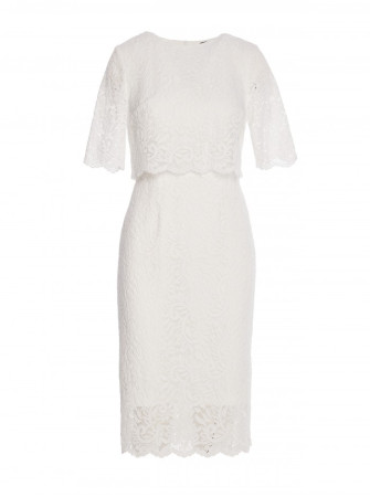 S379 Nėriniuota suknelė su dvigubo sluoksnio viršumi - nebalinta