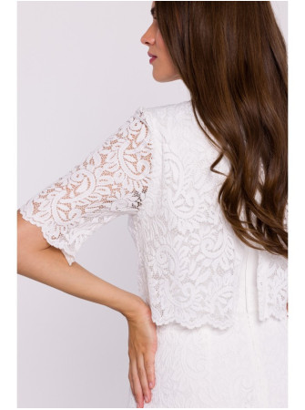 S379 Nėriniuota suknelė su dvigubo sluoksnio viršumi - nebalinta