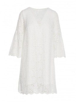 S380 Trapecijos silueto nėriniuota suknelė - nebalinta