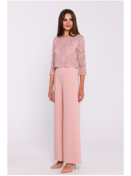 S381 Kombinezonas su nėrinių detalėmis - pudros