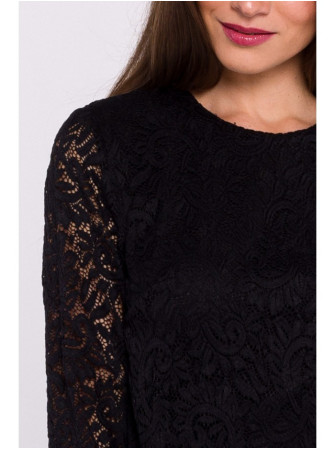 S381 Kombinezonas su nėrinių detalėmis - juoda