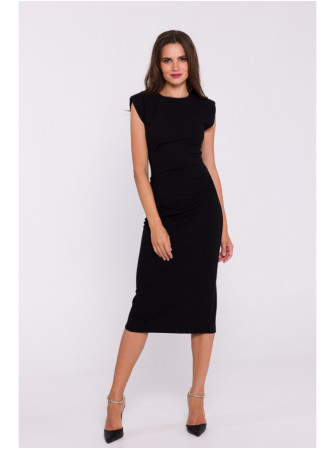 S382 Midi suknelė be rankovių - juoda
