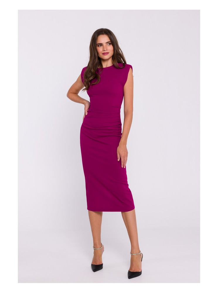 S382 Midi suknelė be rankovių - slyvų