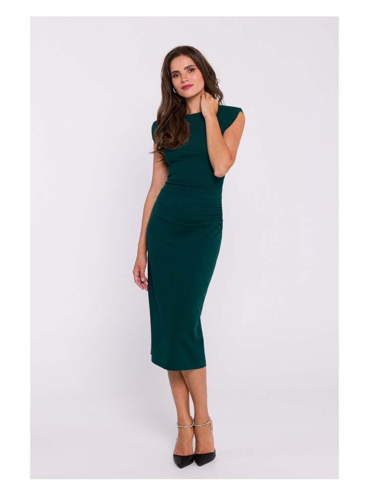 S382 Žalioji midi suknelė be rankovių - žalia