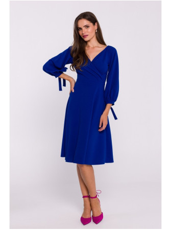 S383 Plazdančio silueto suknelė pūstomis rankovėmis - royalblue