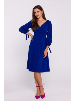 S383 Plazdančio silueto suknelė pūstomis rankovėmis - royalblue
