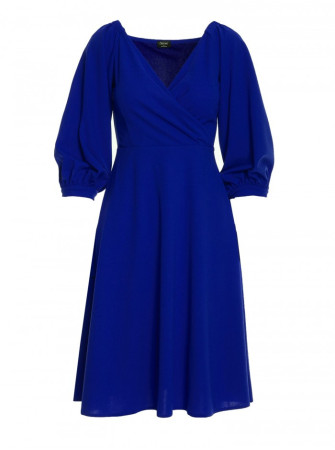 S383 Plazdančio silueto suknelė pūstomis rankovėmis - royalblue