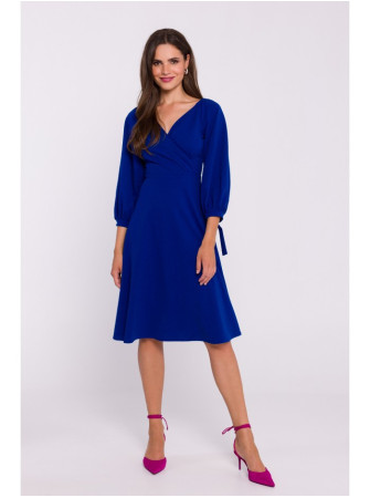 S383 Plazdančio silueto suknelė pūstomis rankovėmis - royalblue