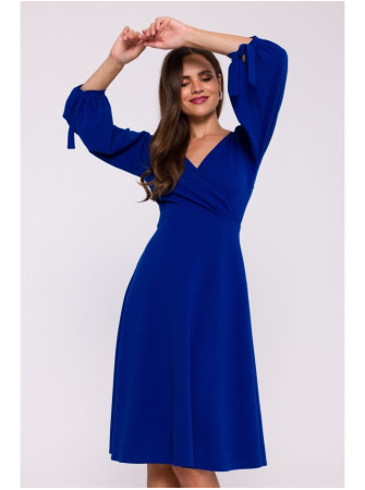 S383 Plazdančio silueto suknelė pūstomis rankovėmis - royalblue