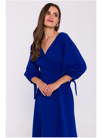 S383 Plazdančio silueto suknelė pūstomis rankovėmis - royalblue